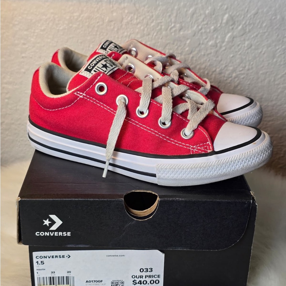 Converse All Star Street Slip On Unisex Kids Classic Red Sneakers - Picture 4 of 16